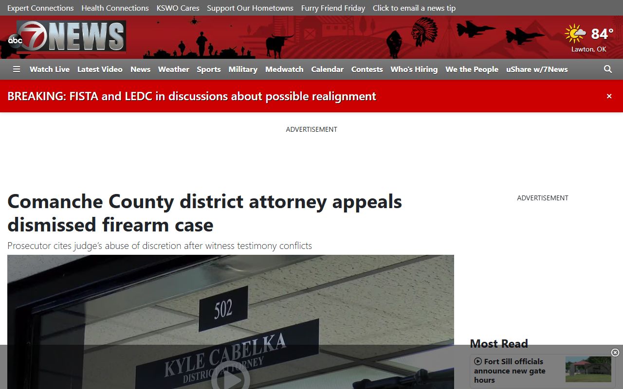 Comanche County arrest records and court charges news on a dismissed firearm case appeal