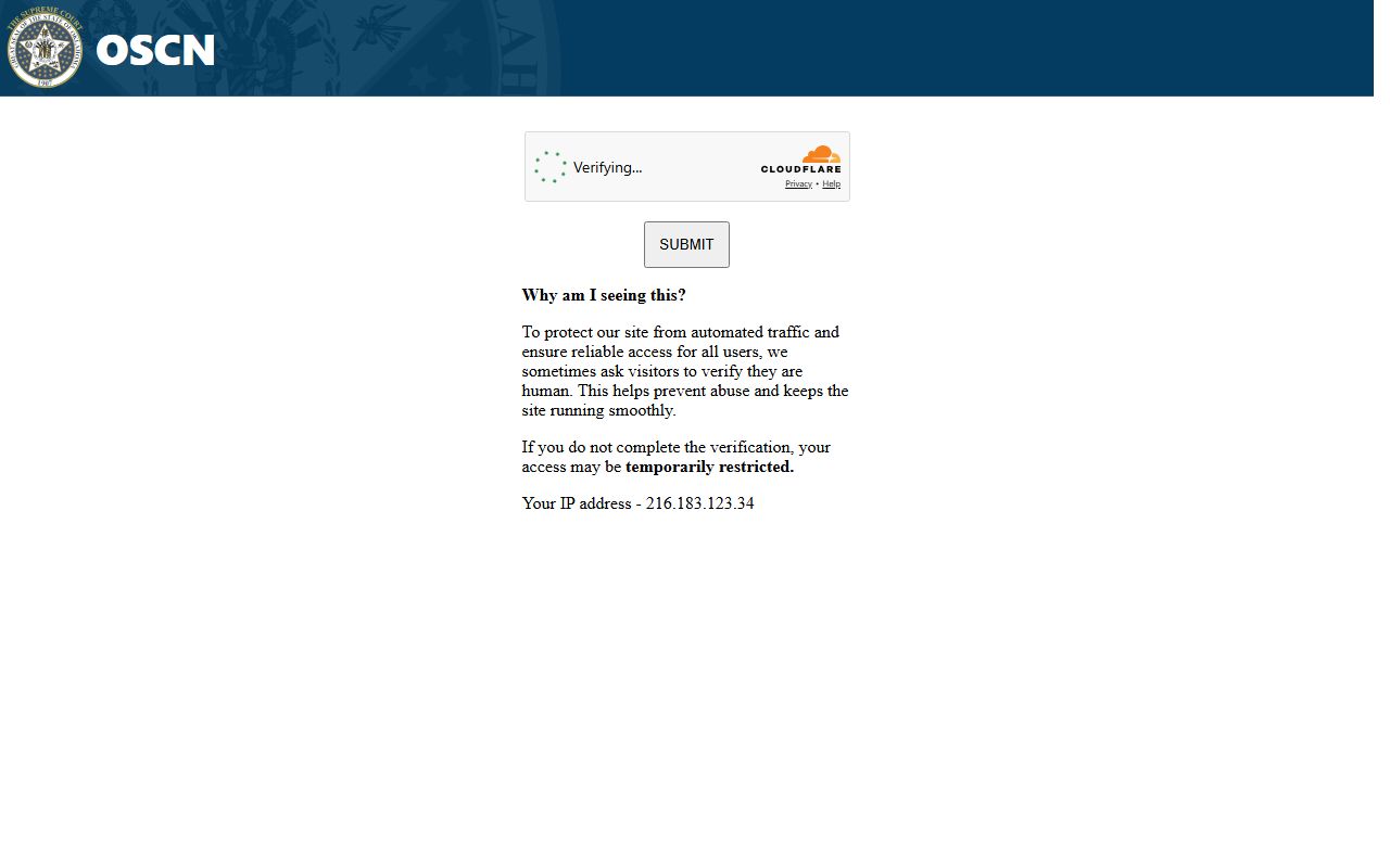 Comanche County court dockets search form on the OSCN portal