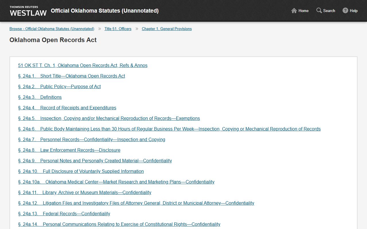 Official Oklahoma Statutes source for Comanche County court records rules