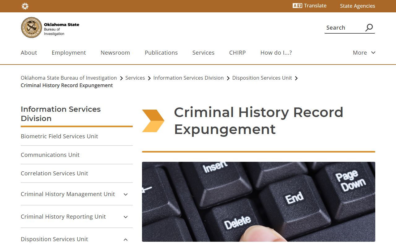 OSBI criminal court records expungement information for Comanche County cases