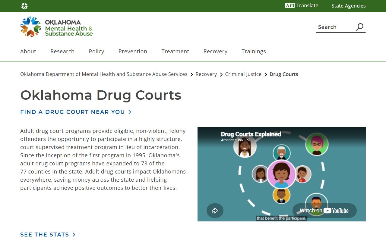 Oklahoma drug court program background for Comanche County criminal court records diversion cases