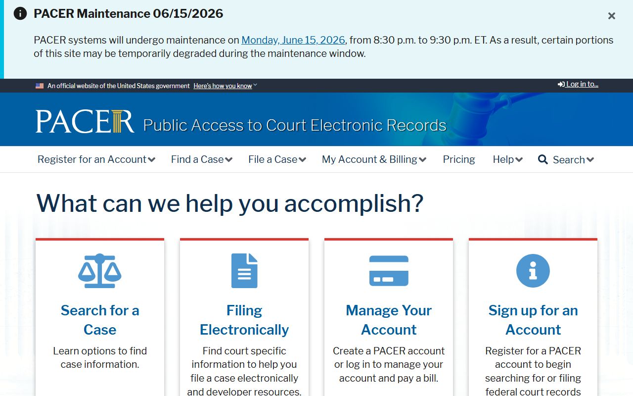 Federal PACER access for cases outside the Comanche County District Court