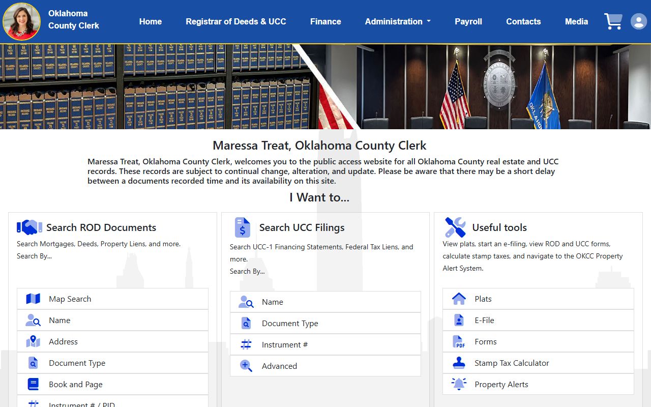 Comanche County probate records Oklahoma county clerk land records portal