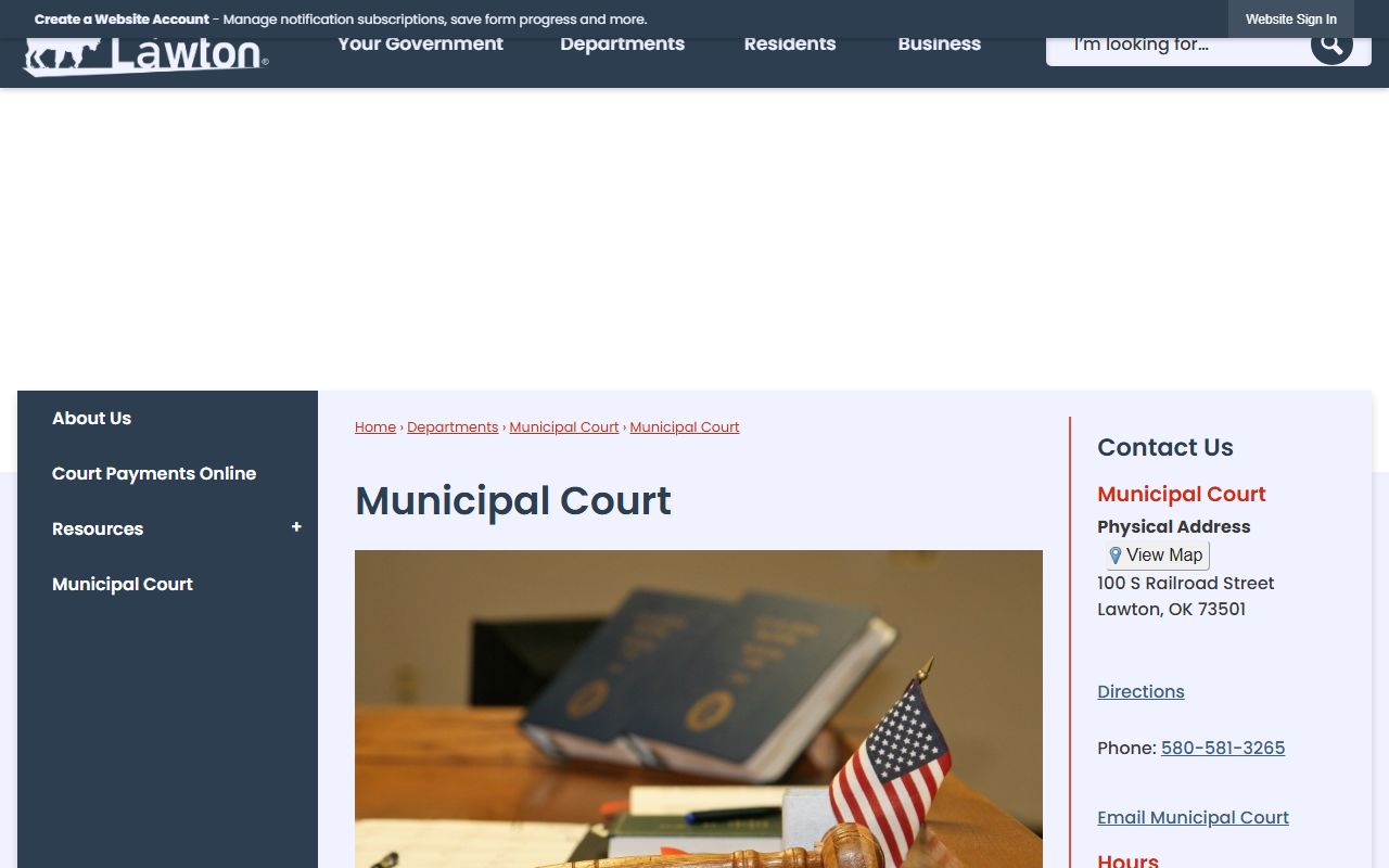 Comanche County traffic court records on the Lawton Municipal Court page