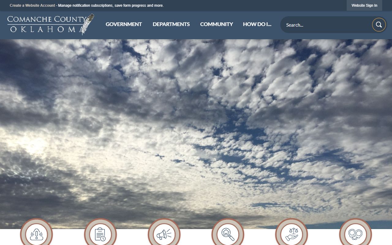 Comanche County Oklahoma official homepage linking court records tools